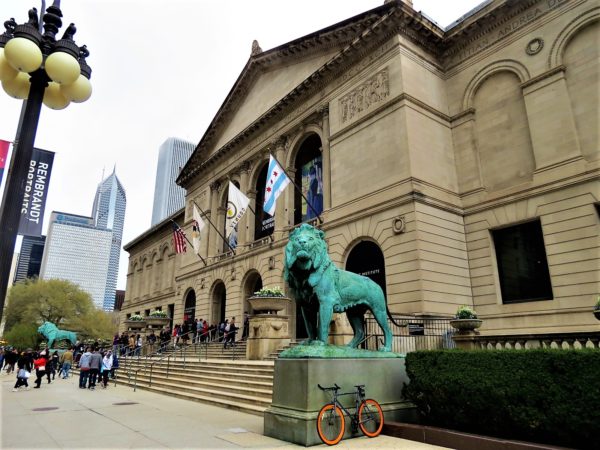 Front entrance of the museum during a bike ride tour.